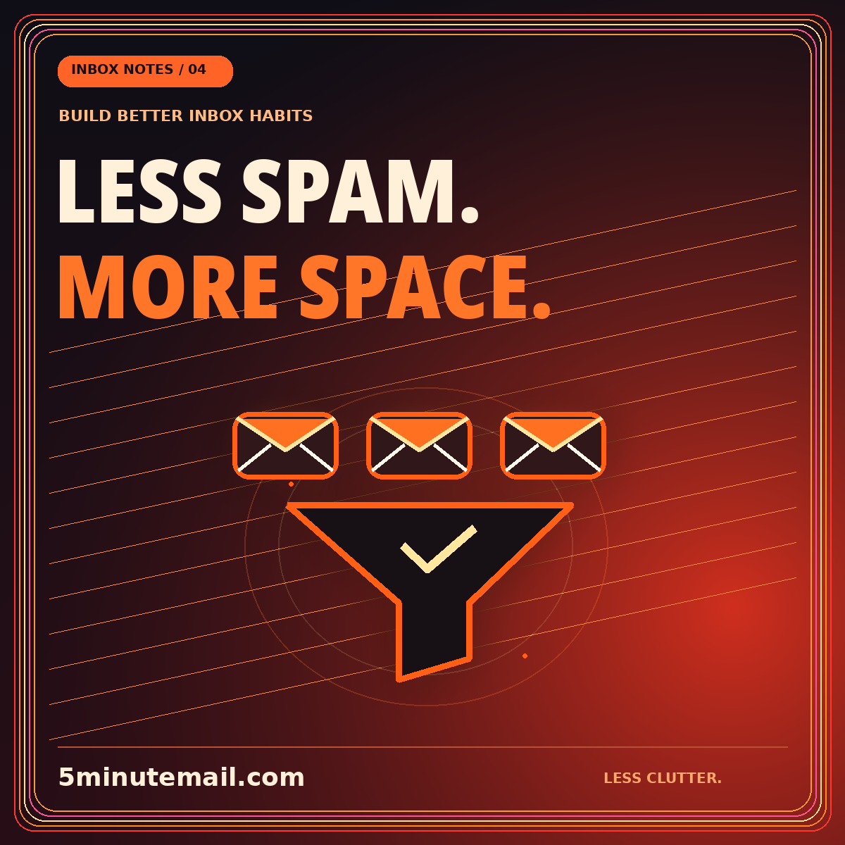 LESS SPAM. MORE SPACE. — illustrated email guide card