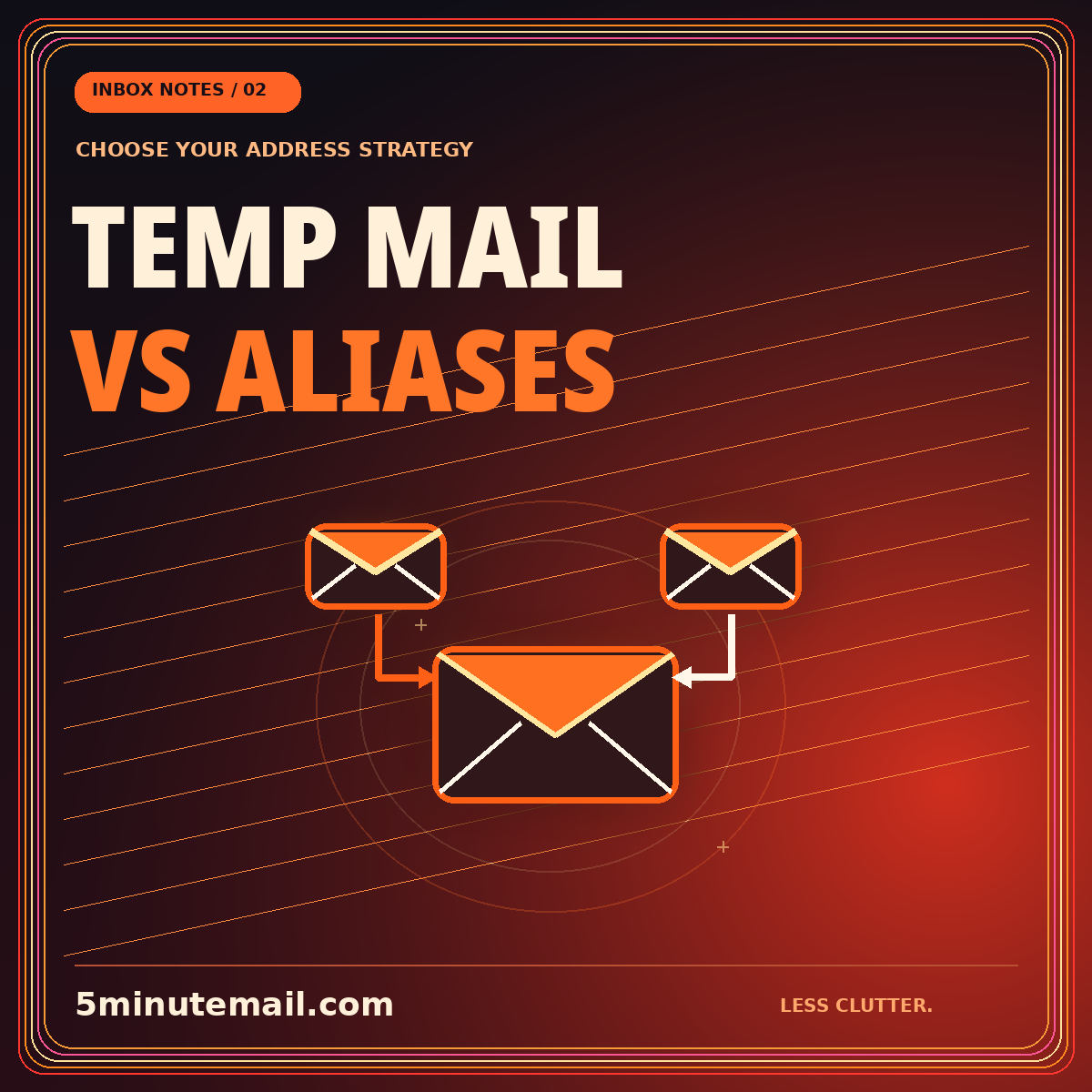TEMP MAIL VS ALIASES — illustrated email guide card